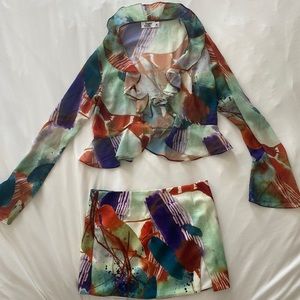 Colorful co-ord top and skirt
